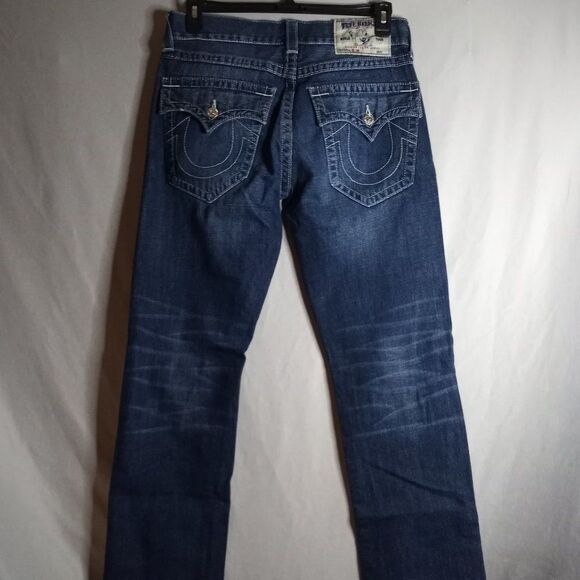 True Religion Slim Men's Distressed Dark Wash Denim Jeans Size 32x33 - Picture 2 of 12